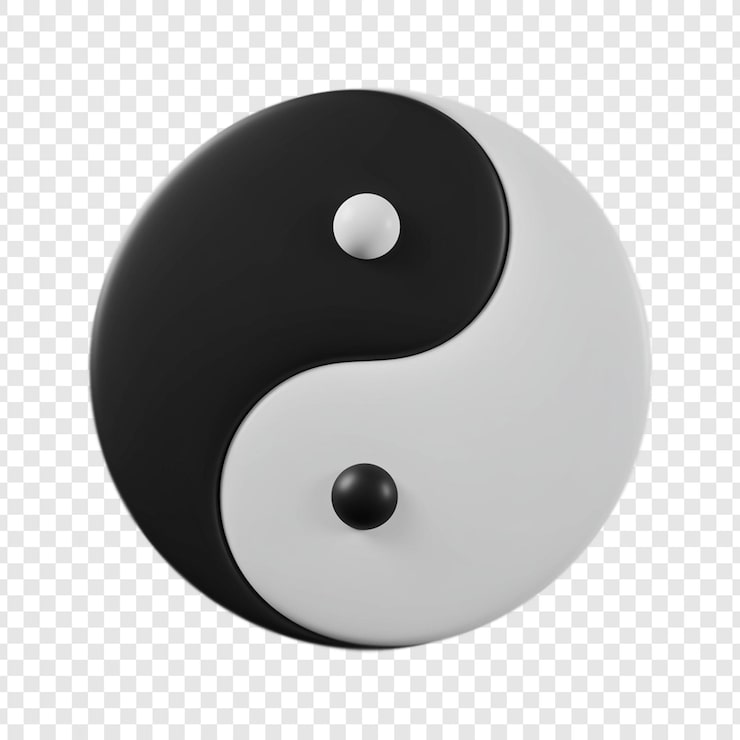 PSD biểu tượng âm dương 3d trên nền trong suốt