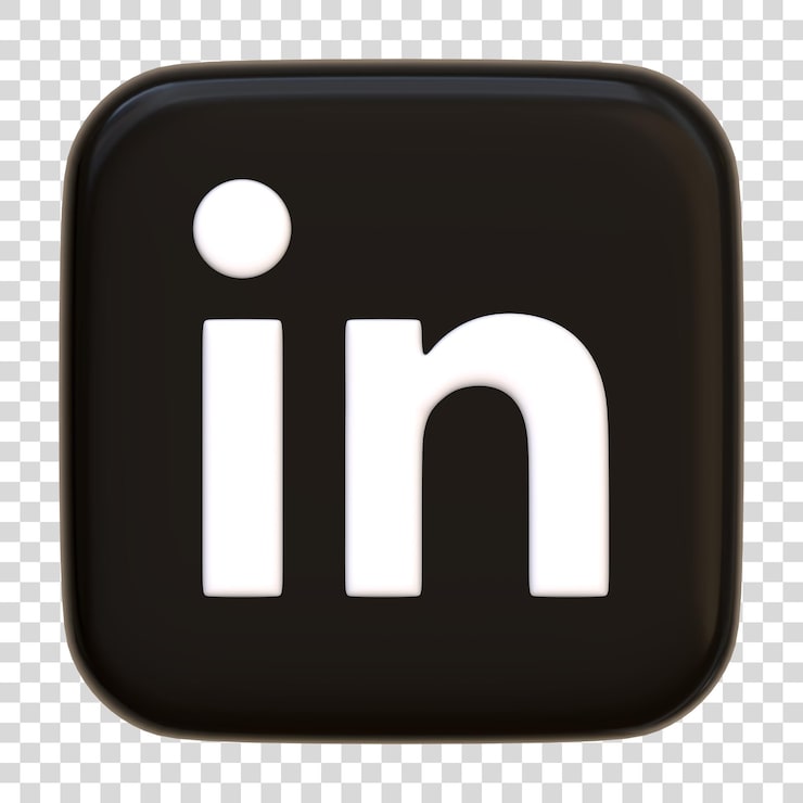 PSD biểu tượng linkedin cô lập trên nền trắng chữ in biểu trưng nút vuông logo ứng dụng mạng xã hội