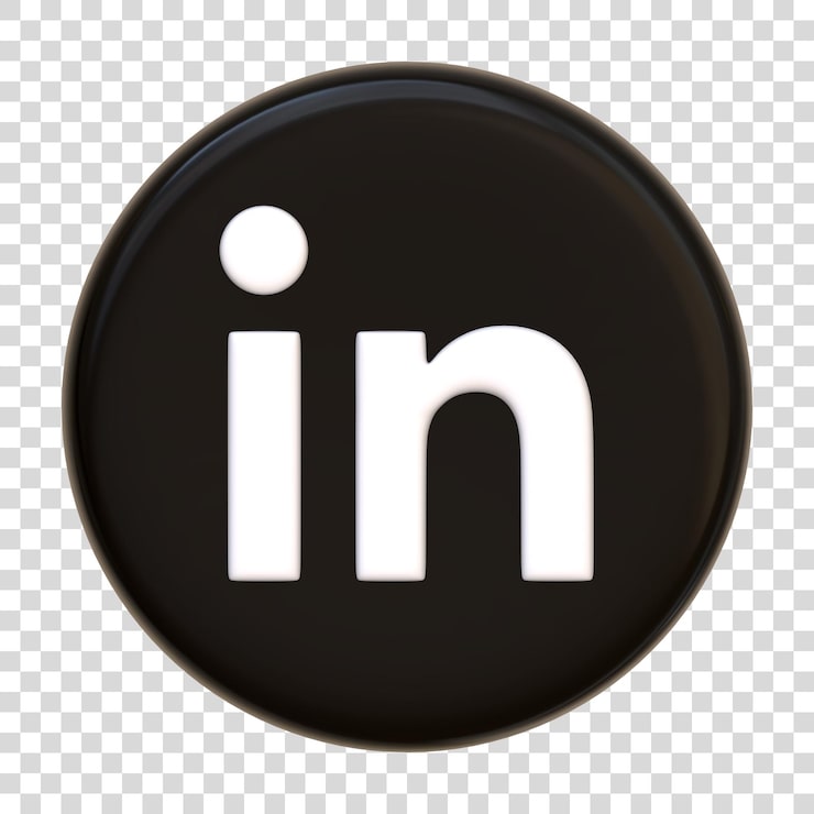 PSD biểu tượng linkedin cô lập trên nền trắng chữ in biểu trưng ứng dụng mạng xã hội nút tròn logo