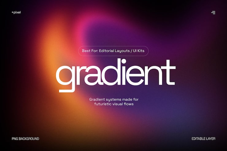 PSD hệ thống gradient tương lai cho bố cục biên tập và bộ ui kits