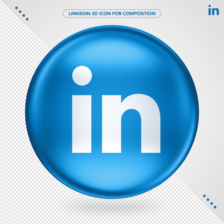 PSD logo linkedin biểu tượng 3d elip màu xanh lam