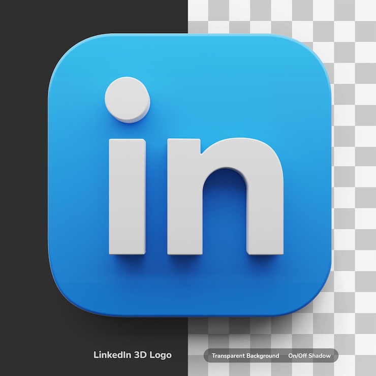 PSD logo ứng dụng linkedin trong biểu tượng thiết kế kiểu 3d hình vuông tròn được cô lập