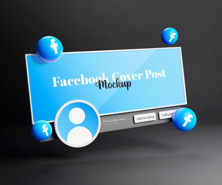 PSD mô hình bài đăng trên trang bìa facebook trên mạng xã hội hoặc mô hình trang bìa facebook 3d