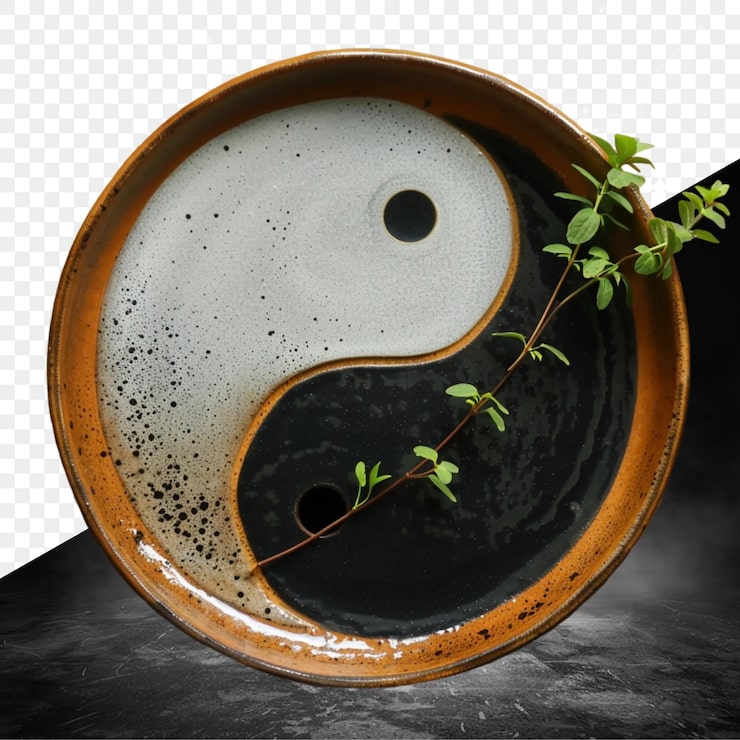 PSD một cái bình với một cái cây mọc ra khỏi nó và một cái cây ở trong nó
