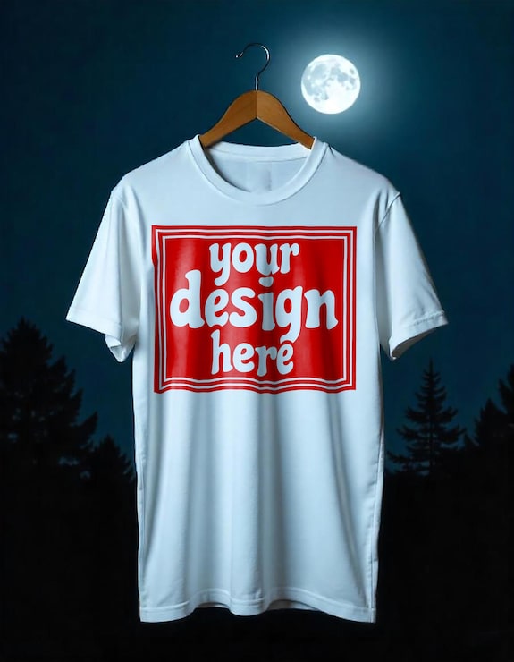 PSD một chiếc áo phông trắng với mockup psd treo