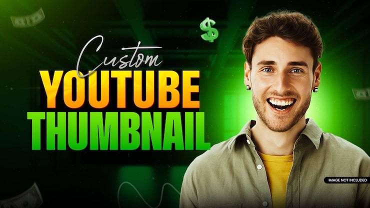 PSD thiết kế hình thu nhỏ youtube tùy chỉnh chuyên nghiệp với người đàn ông đang cười và tiền