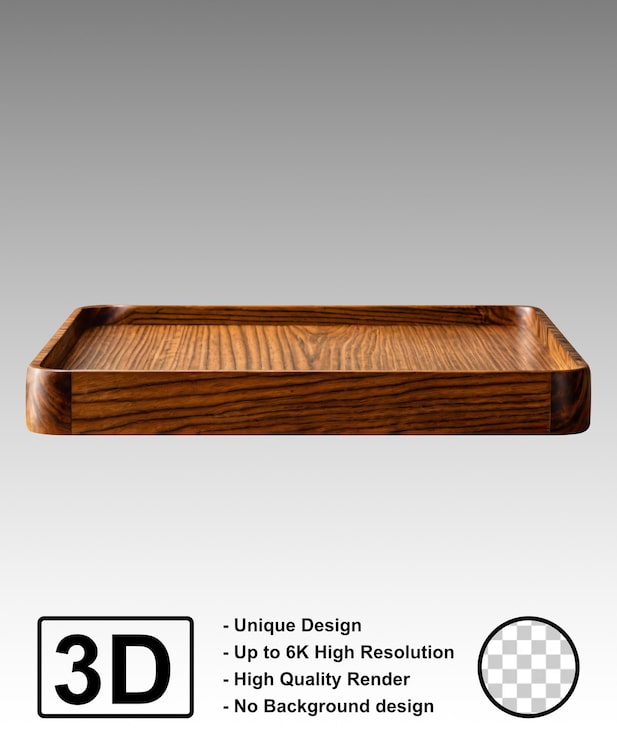 PSD thiết kế mockup khay gỗ để trưng bày sản phẩm