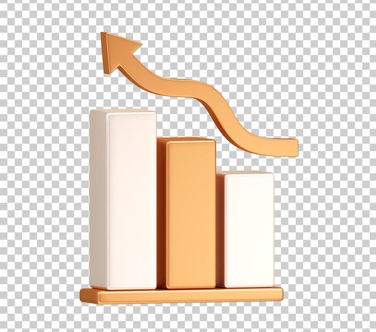 Gratis PSD 3d grafiek diagram pijl groei zakelijk financiën succes omhoog toename data statistieken winst markttrend