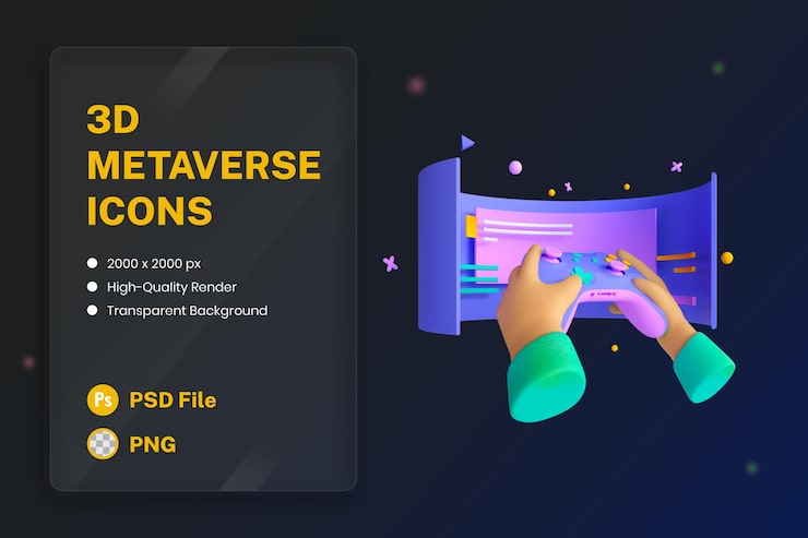 Gratis PSD 3d-pictogramillustratie metaverse-technologie