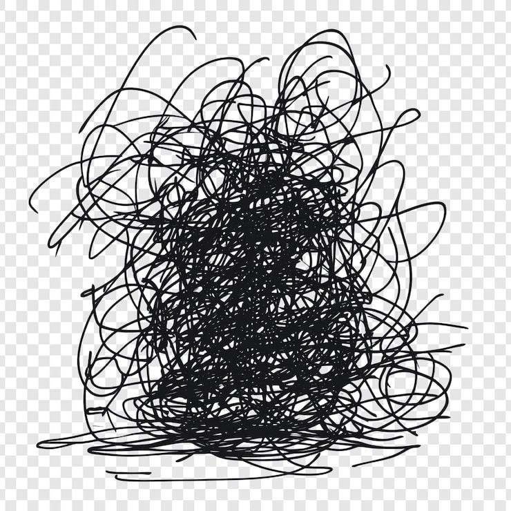 PSD gratuito abstract black scribble un caos enredado de líneas y curvas