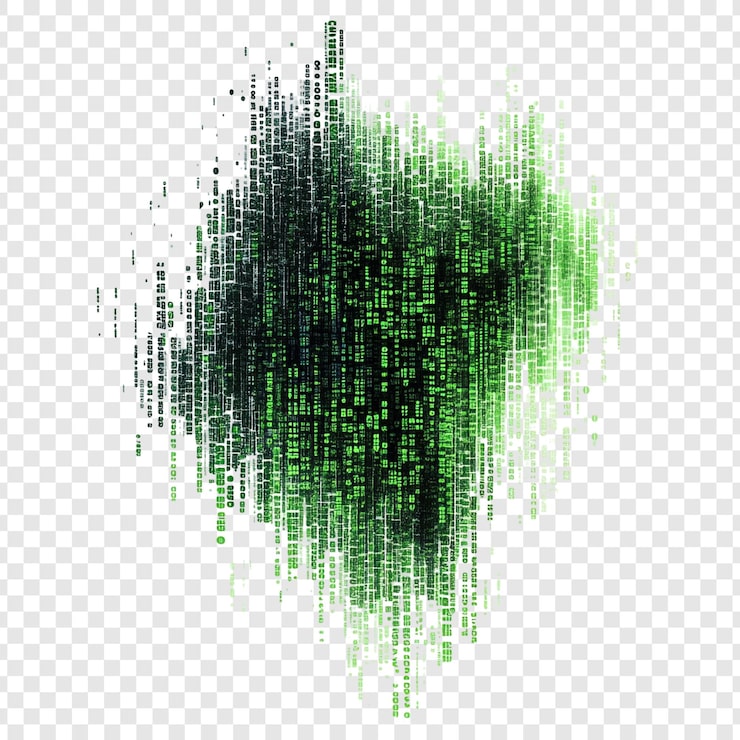 PSD gratuito abstracto cascada de código binario verde de flujo de datos digitales