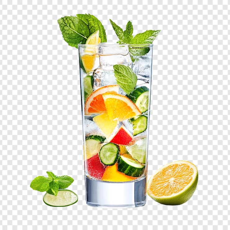 PSD gratuito agua de desintoxicación refrescante con cítricos y pepino