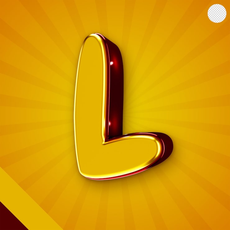 PSD gratuito alfabeto amarillo brillante 3d letra l