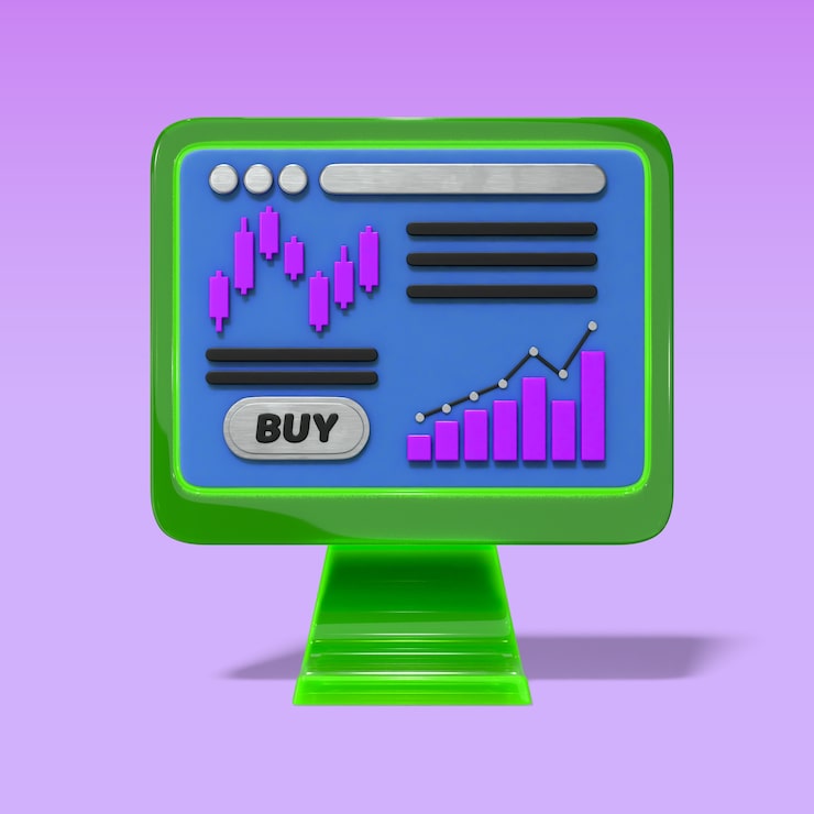 PSD Gratis analisis pasar saham di monitor.
