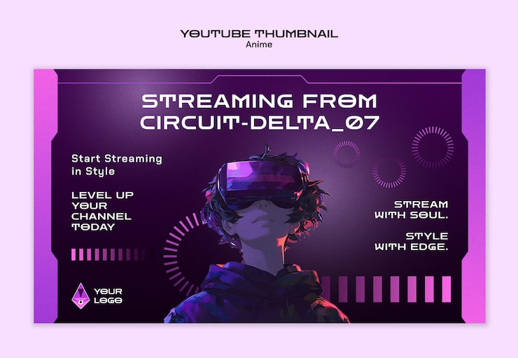 Gratis PSD anime cyberpunk streaming youtube miniatuurbeeld