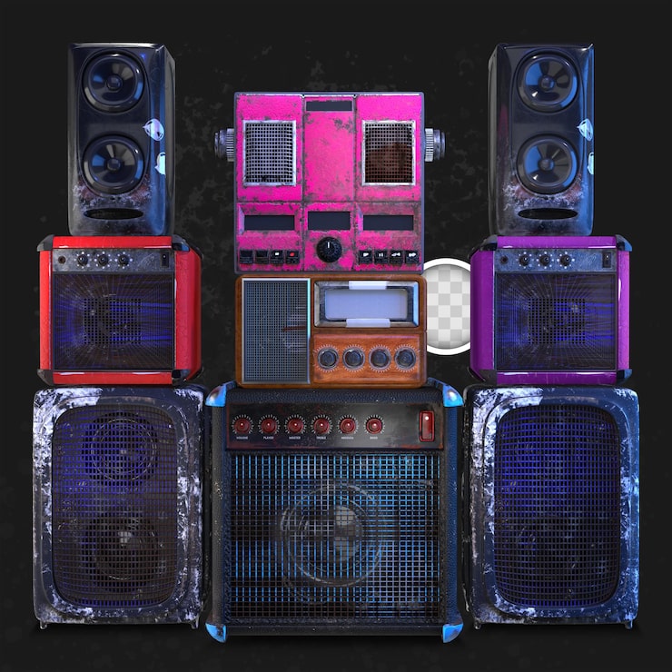 PSD gratuito antiguo fondo de elementos musicales. representación 3d