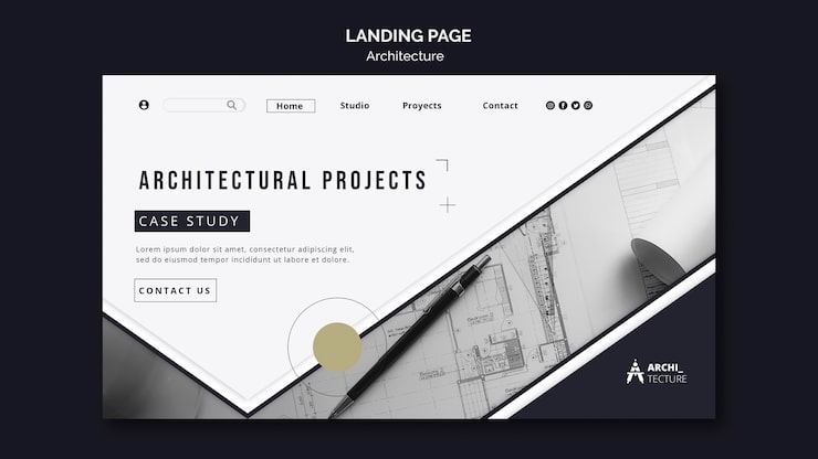 Gratis PSD architectuur concept bestemmingspagina sjabloon