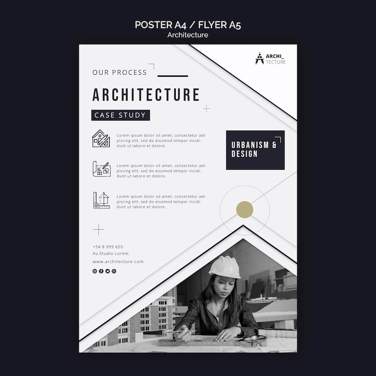 Gratis PSD architectuur concept poster sjabloon