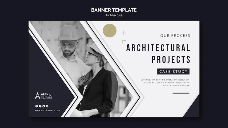 Gratis PSD architectuur concept sjabloon voor spandoek