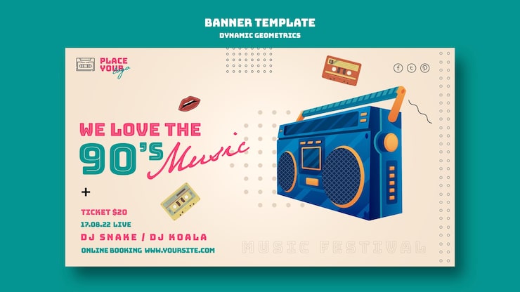 PSD gratuito banner horizontal de geometría dinámica