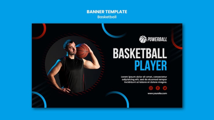 PSD Gratis banner horizontal untuk bermain game bola basket