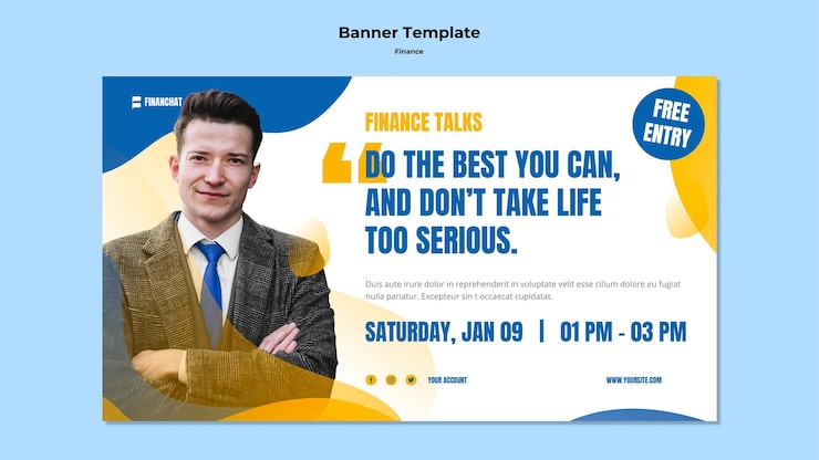 PSD Gratis banner horizontal untuk seminar bisnis dan keuangan