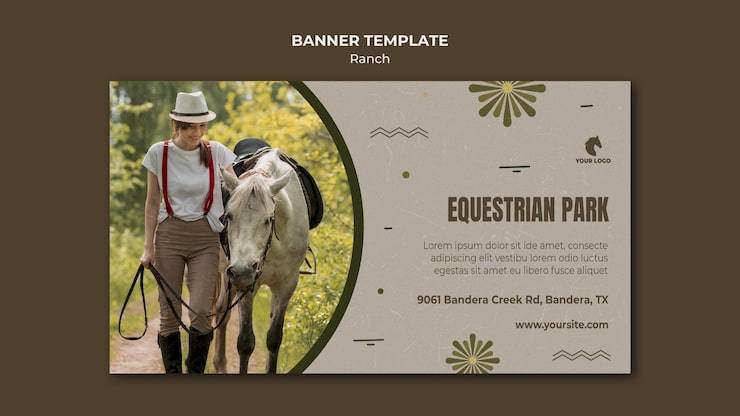 PSD gratuito banner modello ranch di cavalli