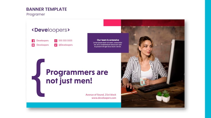 PSD gratuito banner de plantilla de anuncio de programador