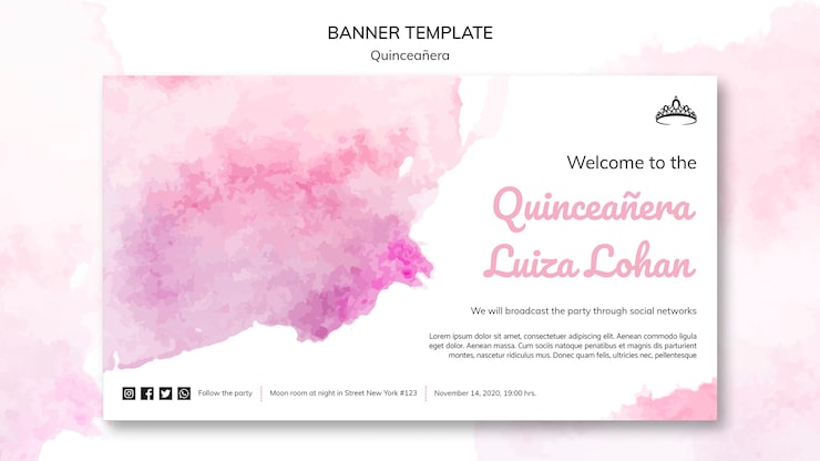 PSD gratuito banner de plantilla de fiesta de quinceañera