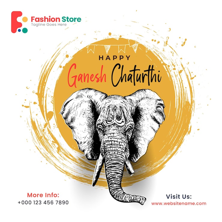 PSD Gratis banner poster media sosial ganesh chaturthi, banner iklan.