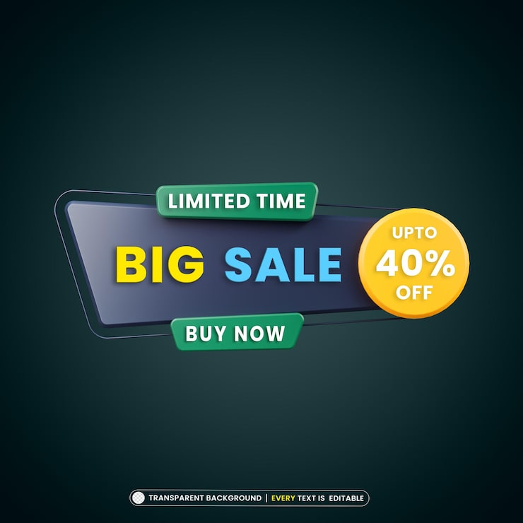 PSD gratuito banner de promoción de gran venta con efecto de texto editable