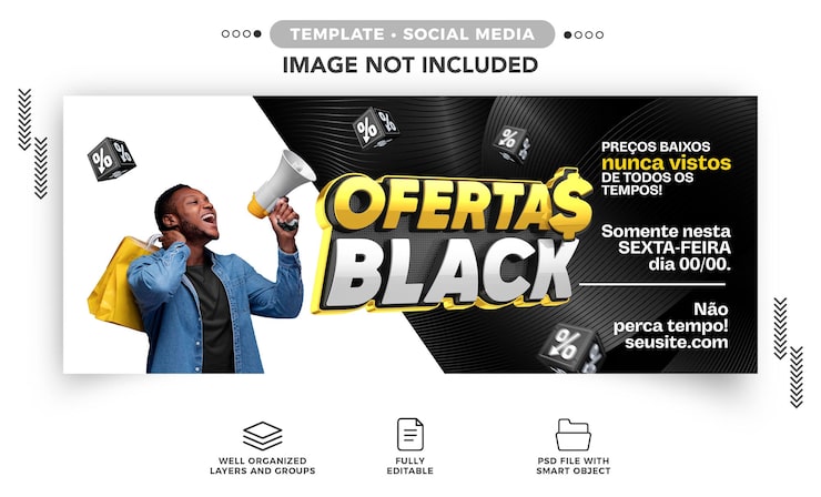 PSD gratuito banner de publicación en redes sociales ¡el viernes negro nunca ha visto precios bajos!