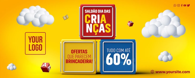 PSD gratuito banner de redes sociales venta del día del niño.