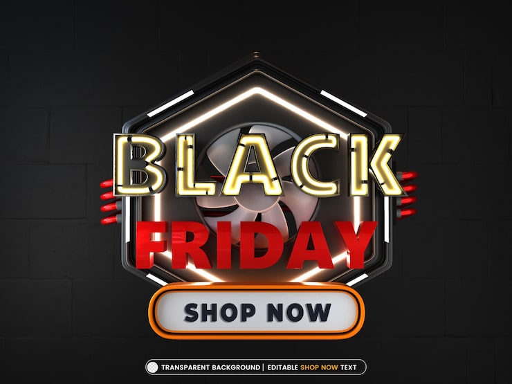 PSD gratuito banner de venta de viernes negro con efecto de texto editable