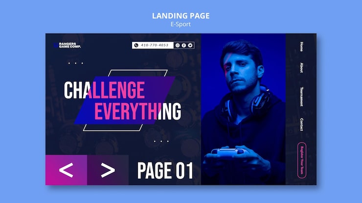 Gratis PSD bestemmingspagina-sjabloon voor videogames spelen