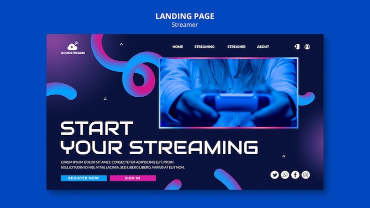 Gratis PSD bestemmingspaginasjabloon voor verloopstreamer