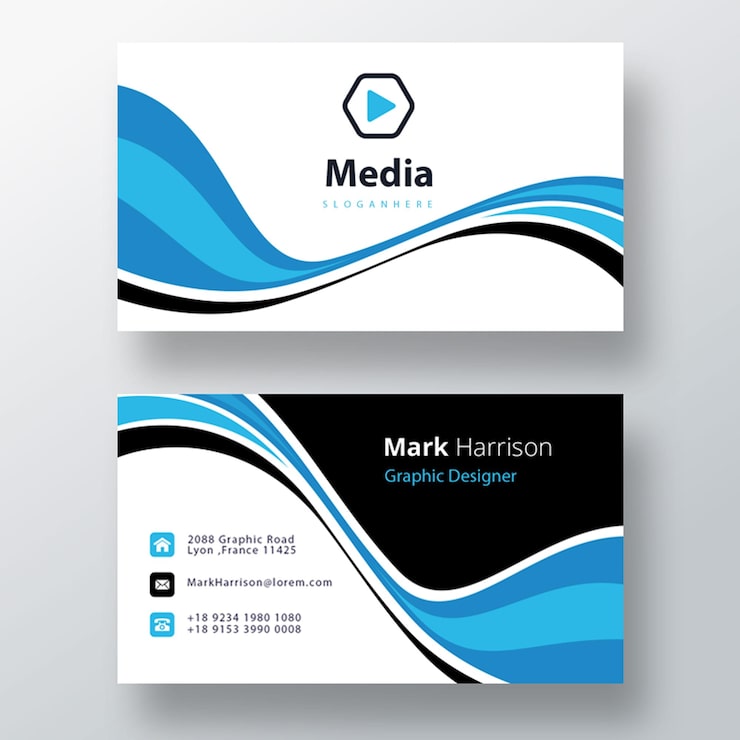 Gratis PSD blauwe golvende psd creatieve visitekaartjes met kleurvariatie