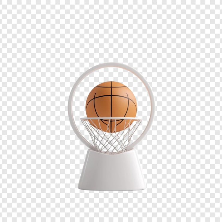 PSD Gratis bola basket di lingkaran mini render 3d