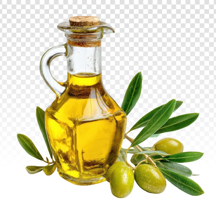PSD gratuito botella de aceite con aceitunas y hojas de olivo frescas