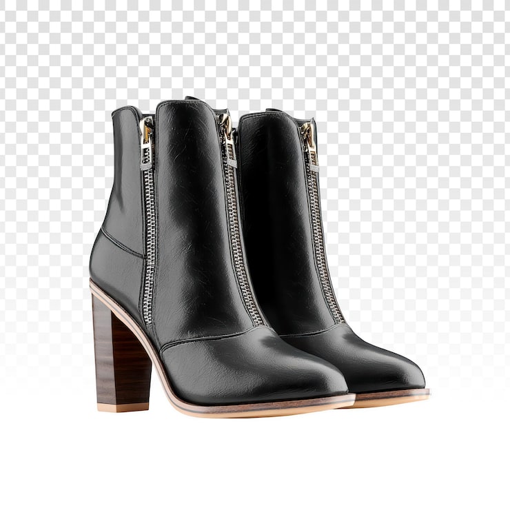 PSD gratuito botines de cuero negro con tacones altos