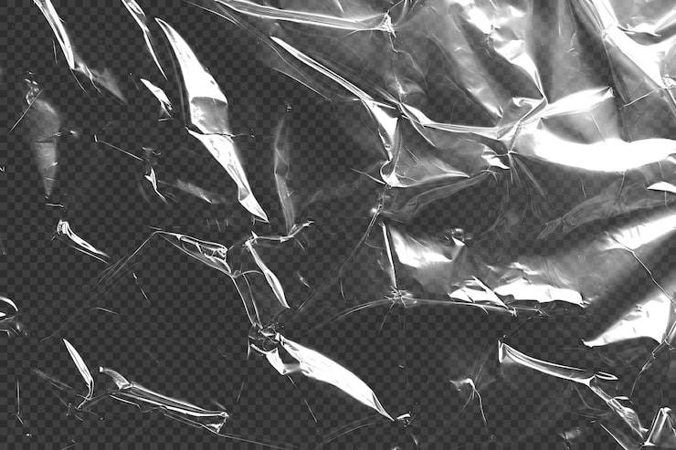 PSD Gratis bungkus plastik berkerut transparan diisolasi pada latar belakang