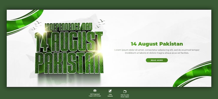 PSD gratuito buon giorno dell'indipendenza del pakistan modello di copertina o banner di facebook