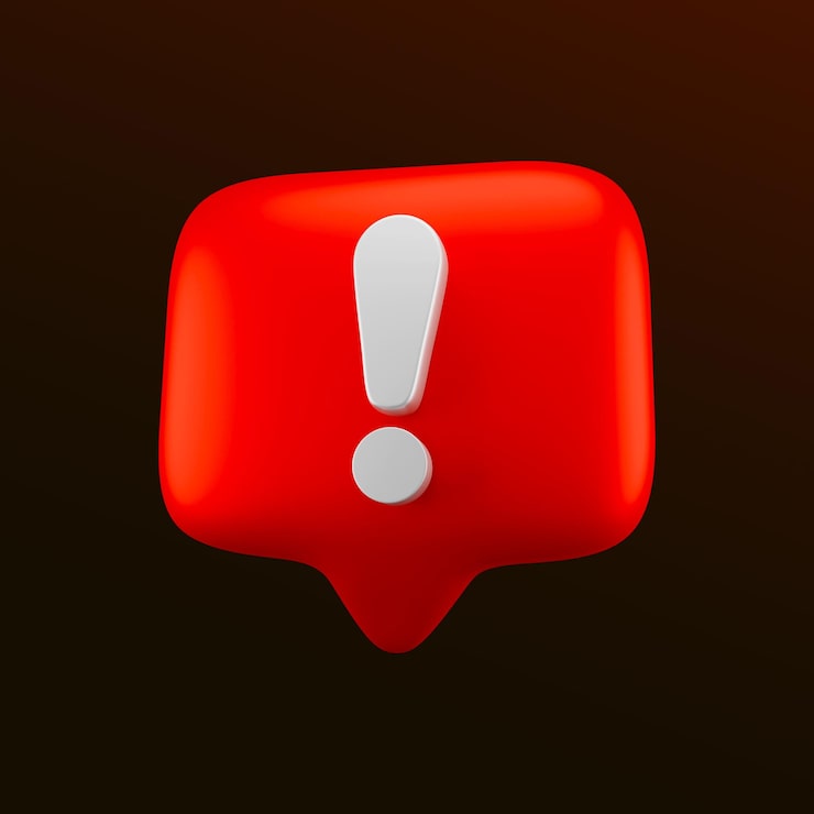 PSD gratuito burbuja de notificación de alerta roja 3d con signo de exclamación