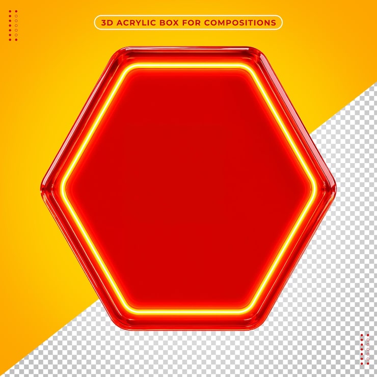 PSD gratuito caja hexagonal de acrílico 3d para composiciones