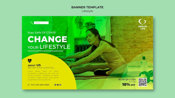 PSD gratuito cambia il tuo modello di banner stile di vita