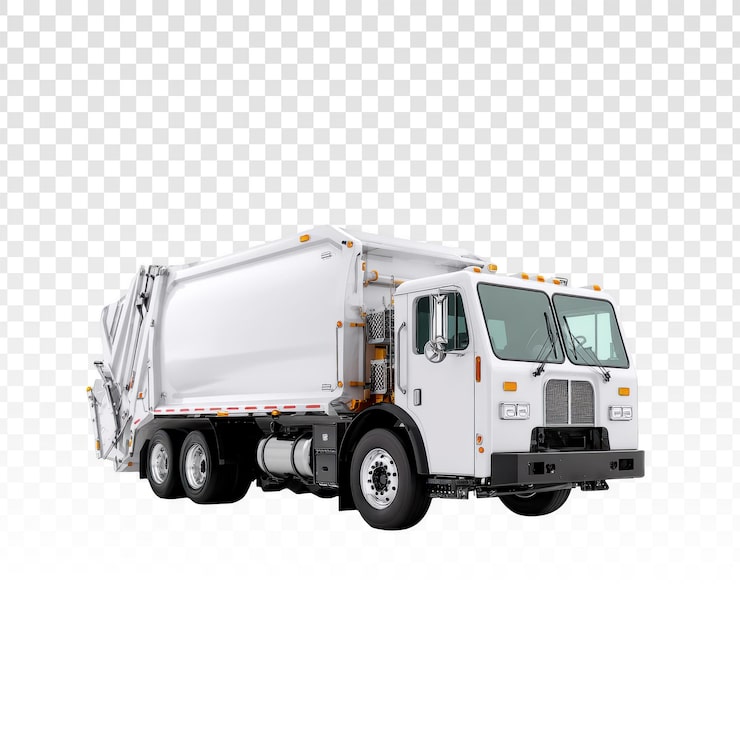 PSD gratuito camión de basura blanco sobre fondo transparente