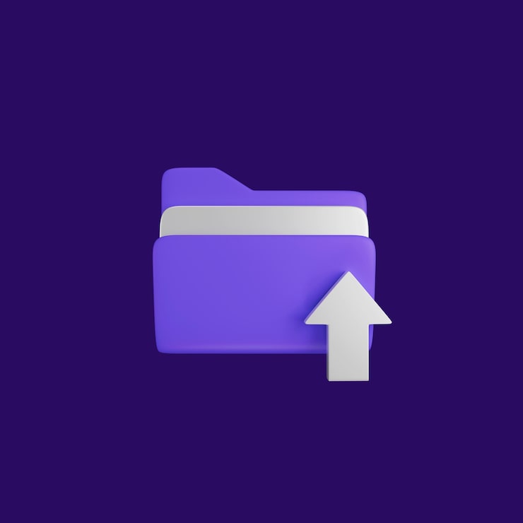 PSD gratuito carpeta 3d con icono de flecha de carga