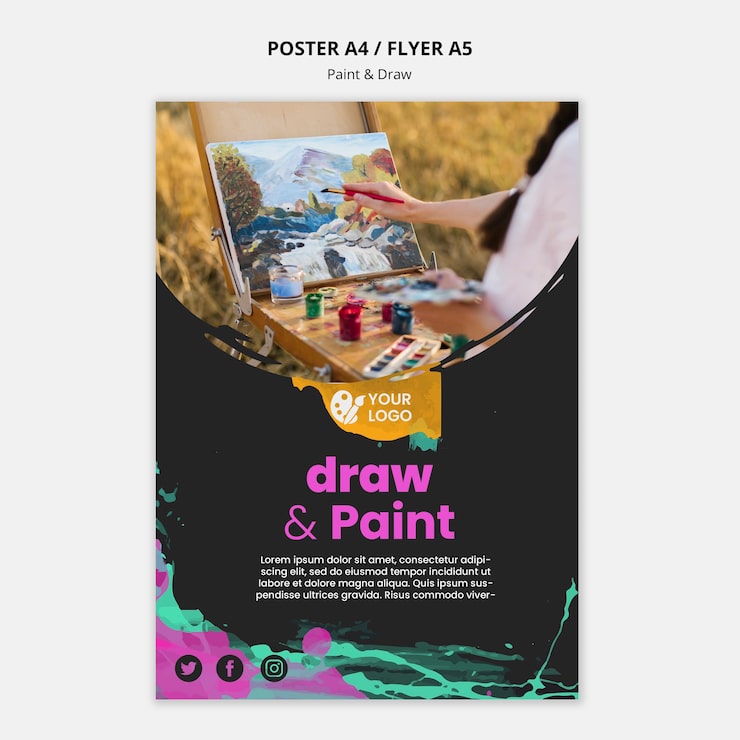 PSD gratuito cartel para artistas de dibujo y pintura.