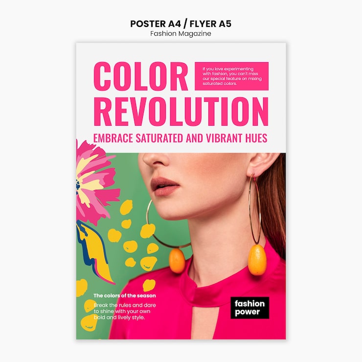 PSD gratuito el cartel de la revista de moda de diseño plano