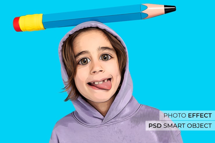 Gratis PSD cartoon foto-effect